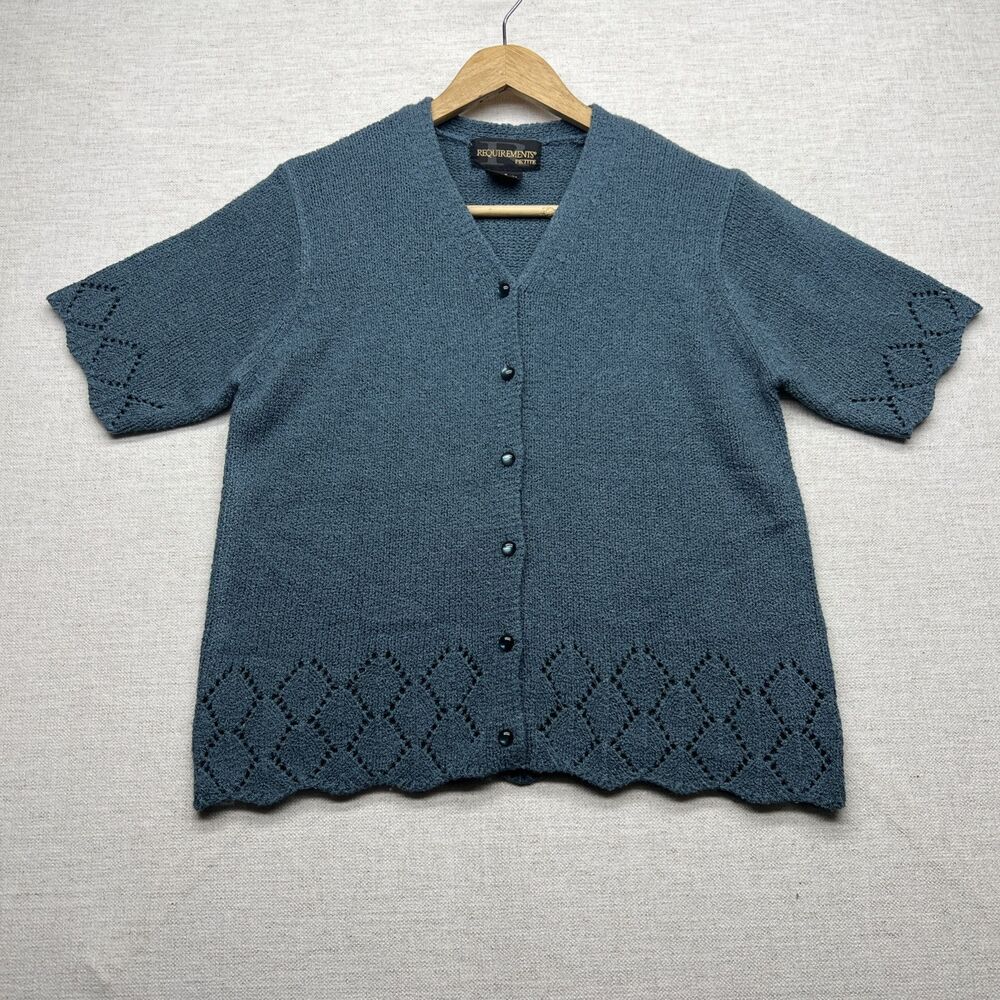 Requirements Womens Sz Pet S Button Cardigan Sweater Granny Cottage Geo Knit
